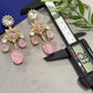 Blue Stone Statement Earrings Gold Tone Drop Earrings