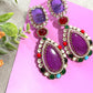 Multi Gemstone Statement Drop Earrings, Gold Plated Luxury Jewelry