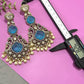 Aqua Green Bridal Earrings Pearl Dangle Statement Earrings bold and beautiful maharani collection