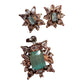Mint Green Jewelry Set, Pendant Necklace and Stud Earrings Set, with chain Rose Gold Statement