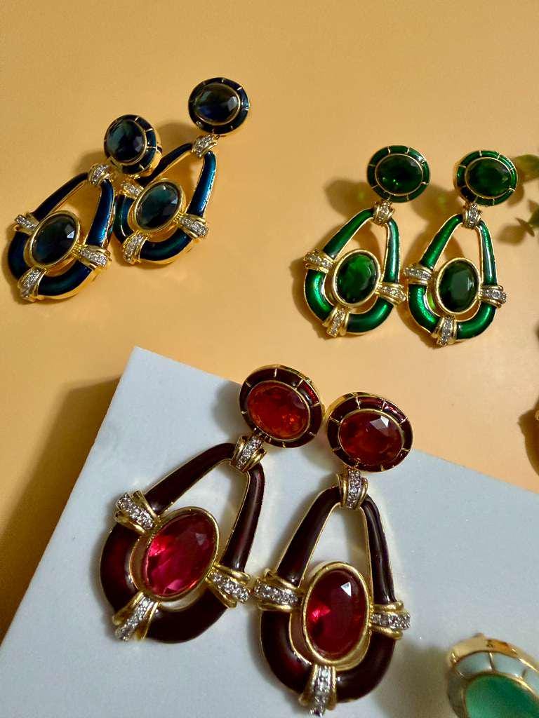 Colorful Enamel Drop Earrings Statement Designer Earrings Modern Jewelry Gift for Women – 6 Colors Available