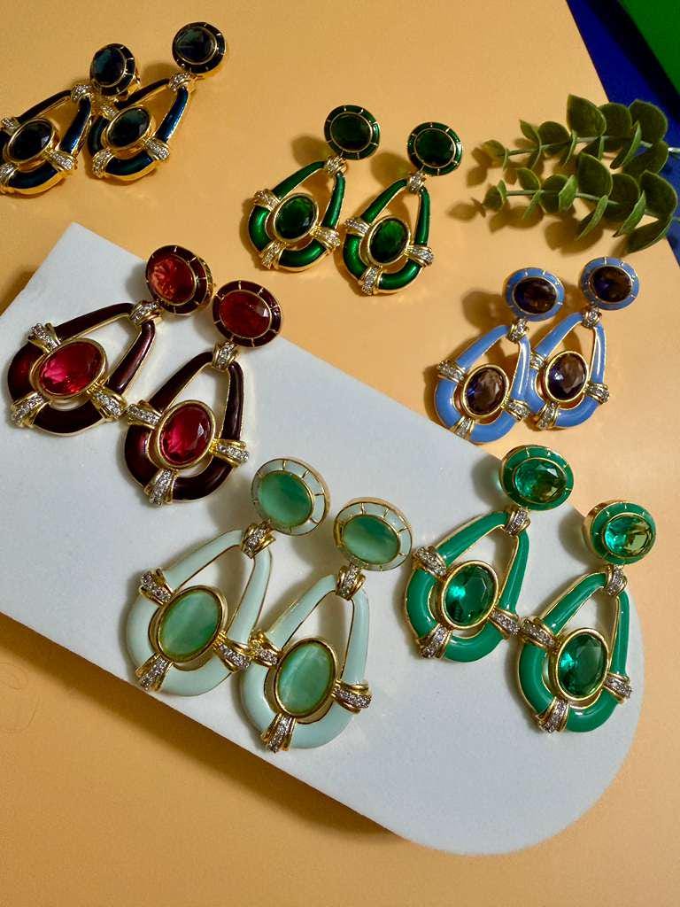 Colorful Enamel Drop Earrings Statement Designer Earrings Modern Jewelry Gift for Women – 6 Colors Available