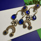 Royal Blue Boho Statement Earrings Vintage Floral Drop Earrings Ethnic Designer Earrings