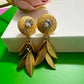 Gold Leaf Statement Earrings Vintage Boho Dangle Earrings Textured Gold Drop Earrings Bold Party Jewelry