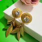 Gold Leaf Statement Earrings Vintage Boho Dangle Earrings Textured Gold Drop Earrings Bold Party Jewelry