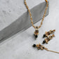 Black Stone Gold Finish Necklace Set | Pearl Drop Earrings | Elegant Party Jewelry | Handmade Minimal Gift for Her
