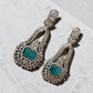 Turquoise American daimond Statement Earrings, Art Deco Drop Earrings, Blue Stone