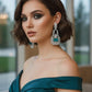 Turquoise American daimond Statement Earrings, Art Deco Drop Earrings, Blue Stone