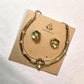 Green Floral Necklace Set, Statement Flower Jewelry Set With Studs