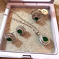 Emerald Green Jewelry Set with Ring, Crystal Pendant Necklace Set
