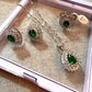Emerald Green Jewelry Set with Ring, Crystal Pendant Necklace Set
