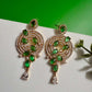 Emerald Green Statement Earrings Gold Spiral Drop Earrings Luxury Bridal Earrings Wedding