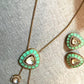 Mint Green Pendant Necklace Set with Matching Earrings, Geometric Statement