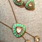 Mint Green Pendant Necklace Set with Matching Earrings, Geometric Statement