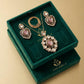 Pink Teardrop Pendant Necklace Set with Matching Earrings, Gold Tone Statement