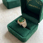 Emerald Green Statement Ring, Cut Cocktail , Crystal Halo Ring, Gold Tone Adjustable