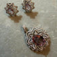 Silver Tone Lavender Jewelry, Floral Pendant and Stud Earrings Set, Elegant Statement Jewelry with chain