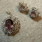 Silver Tone Lavender Jewelry, Floral Pendant and Stud Earrings Set, Elegant Statement Jewelry with chain