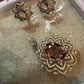 Silver Tone Lavender Jewelry, Floral Pendant and Stud Earrings Set, Elegant Statement Jewelry with chain