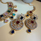 Multicolor Statement Jewelry Set, Gold Tone Necklace and Earrings Set, Colorful Pendant