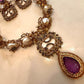 Vintage Purple Pendant Necklace Set, Matching Statement Earrings, Baroque Pearl
