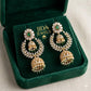 Emerald Green Jhumka, Statement Bridal Earrings, Pearl Jhumki Earrings