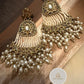 Pearl Tassel Chandbali Earrings, Statement Bridal, Vintage Wedding Jewelry, Traditional Pearl Drop