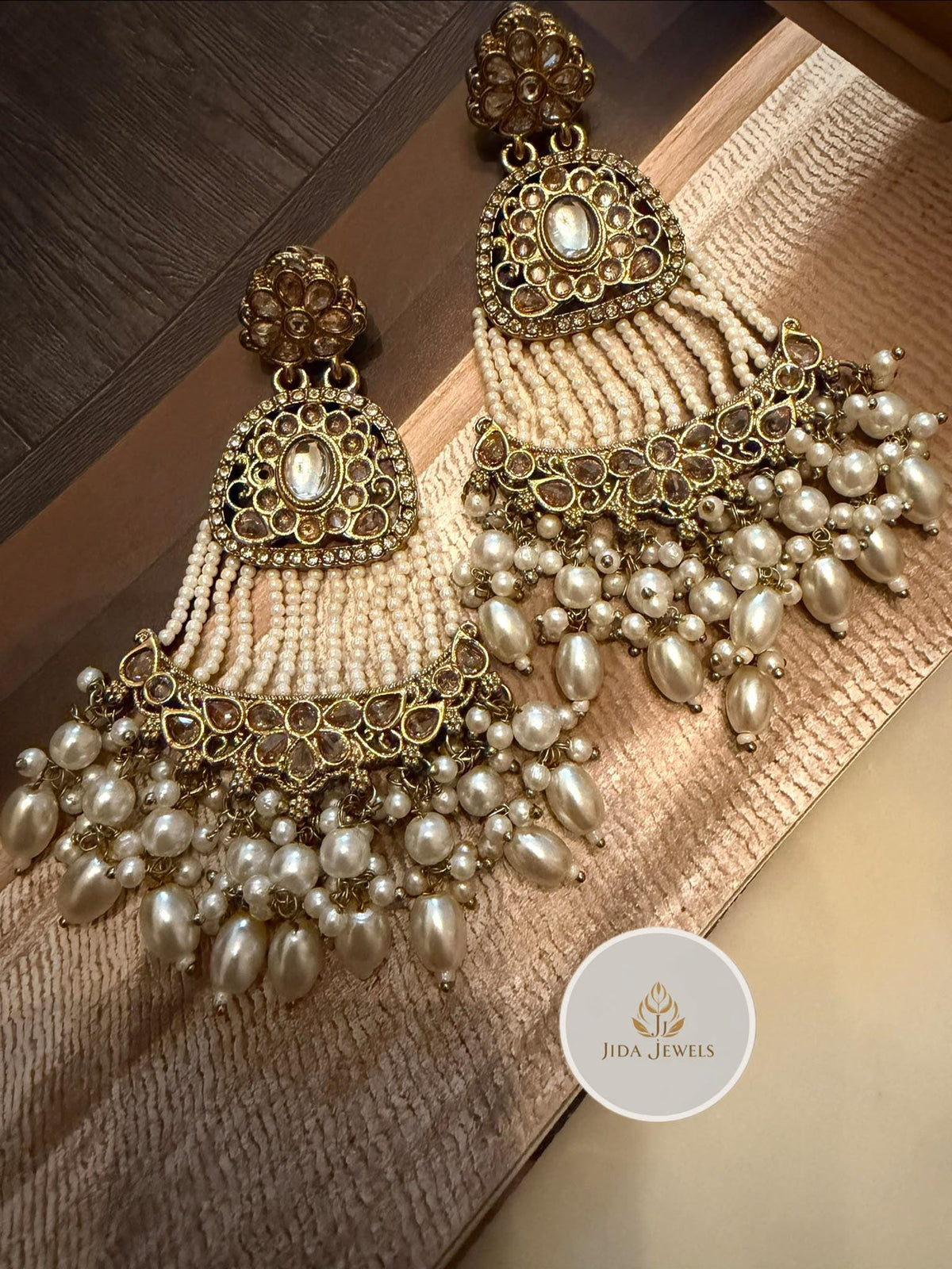 Pearl Tassel Chandbali Earrings, Statement Bridal, Vintage Wedding Jewelry, Traditional Pearl Drop