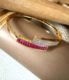 Geometric Statement Bangle, Adjustable Gold Tone Bracelet, Modern Minimalist Bracelet