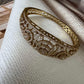 Vintage Filigree Cuff Bracelet, Statement Gold Tone Bangle, Elegant Bridal Bracelet, Openwork Wedding