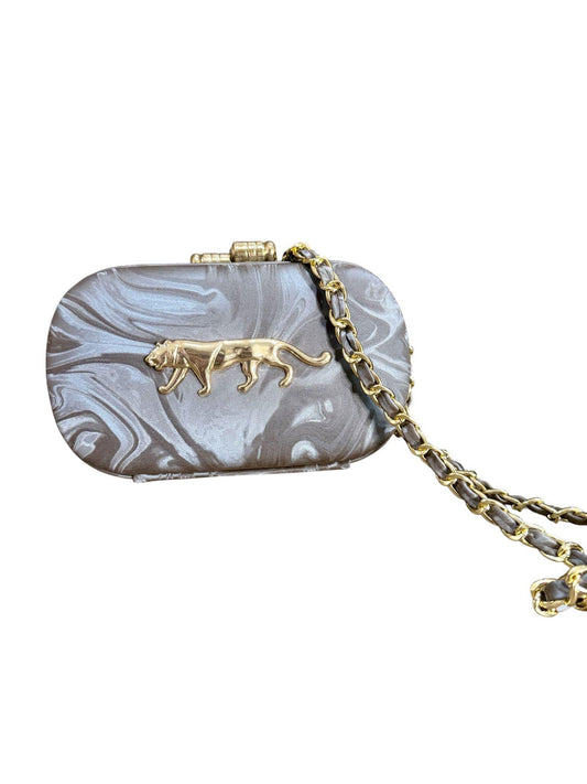 Marble Acrylic Tiger Clutch Bag Luxury Box Clutch Evening Shoulder Bag Designer Resin Handbag