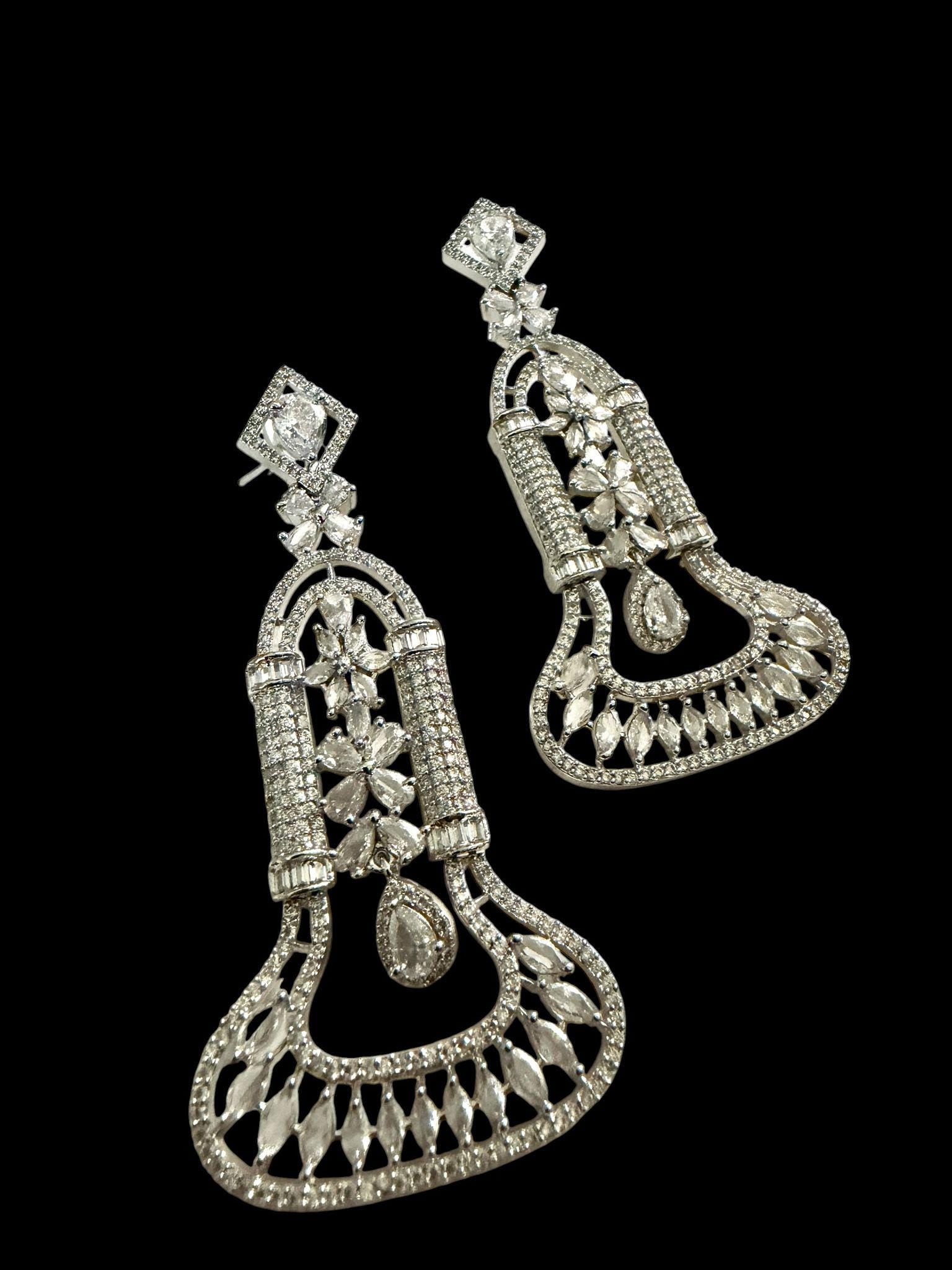 Luxury Floral Chandelier Earrings, Statement Wedding Earrings, CZ Pave Drop Earrings