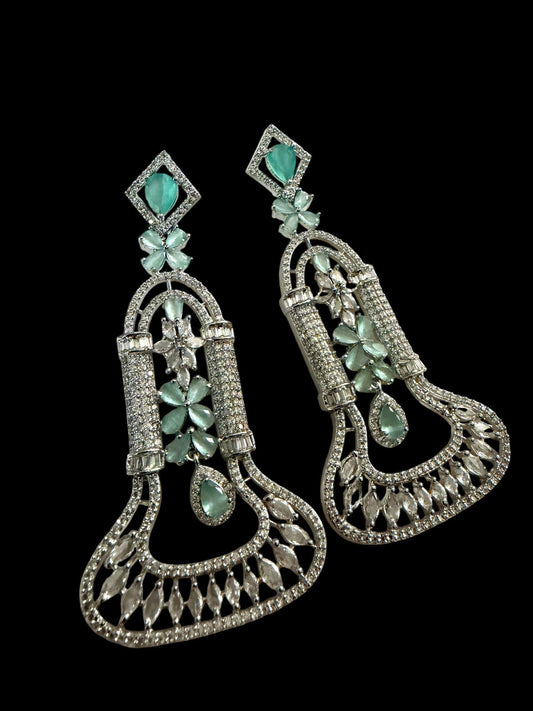 Luxury Floral Chandelier Earrings, Statement Wedding Earrings, CZ Pave Drop Earrings