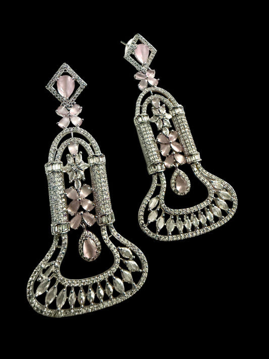 Luxury Floral Chandelier Earrings, Statement Wedding Earrings, CZ Pave Drop Earrings