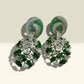 Emerald Green Statement Earrings, Luxury CZ Drop Earrings, Art Deco Bridal Earrings