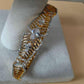 Geometric Crystal Cuff Bracelet for Women, Statement Open Bangle, Elegant Bridal Bracelet