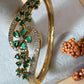 Emerald Floral Cuff Bracelet for Women, Statement Crystal Bangle, Open Bracelet, Bridal Jewelry