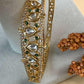 Kundan Open Cuff Bracelet for Women, Crystal Statement Bangle, Traditional Bridal Bracelet