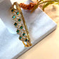 Emerald Hinged Bangle Bracelet for Women, Gold Tone Statement Bracelet, Elegant Bridal Jewelry
