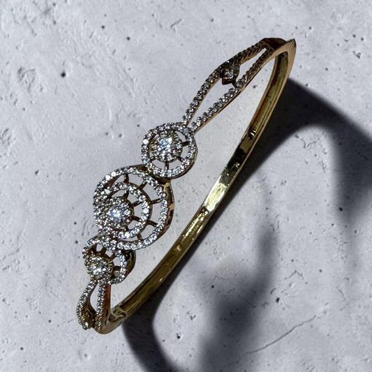 Elegant Open Cuff Bracelet for Women, Gold Tone Bangle, Statement Bracelet, Bridal Jewelry