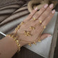 Floral Hathphool Harness Bracelet, Adjustable Hand Chain with Bell Charms, Bridal Hand Jewelry