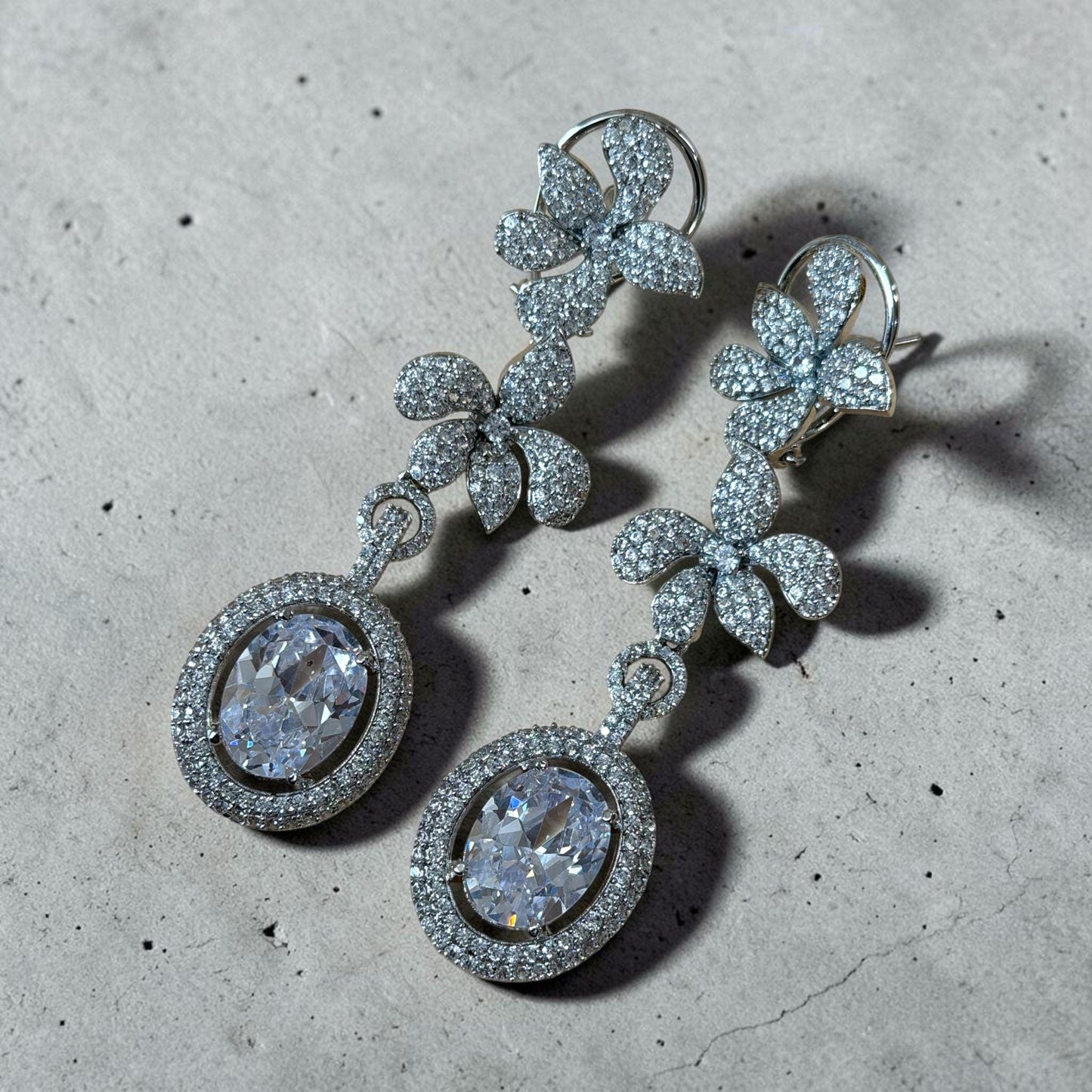 Floral Drop Earrings for Women, Statement Dangle, Bridal Wedding Earrings