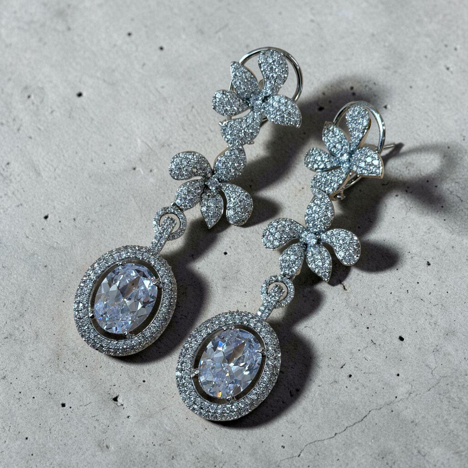 Floral Drop Earrings for Women, Statement Dangle, Bridal Wedding Earrings