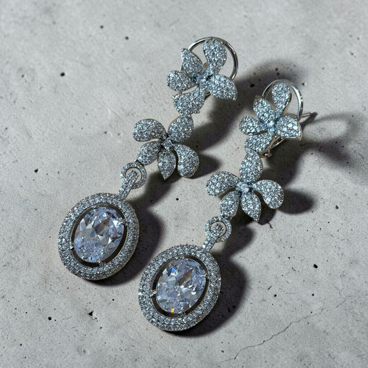 Floral Drop Earrings for Women, Statement Dangle, Bridal Wedding Earrings