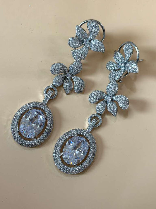 Floral Drop Earrings for Women, Statement Dangle, Bridal Wedding Earrings