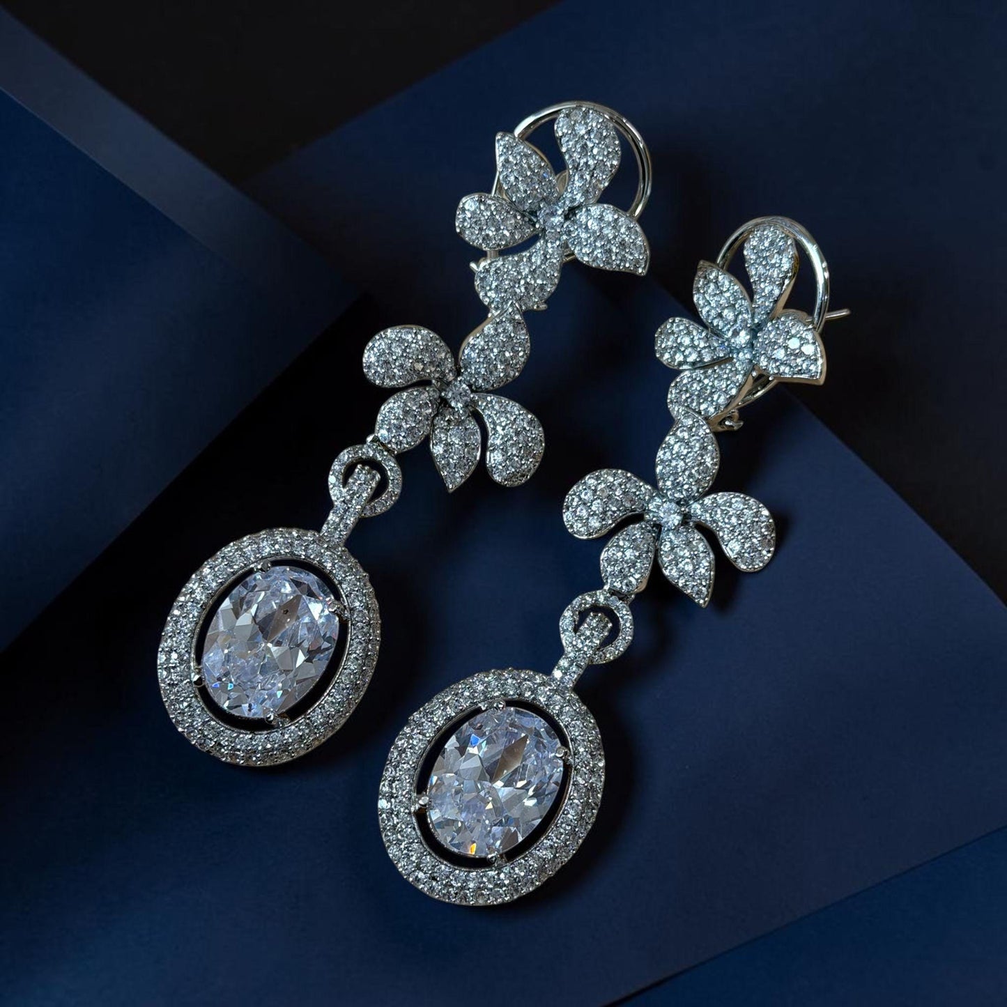 Floral Drop Earrings for Women, Statement Dangle, Bridal Wedding Earrings