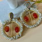 Pearl Hoop Statement Earrings for Women, Beaded Circle Drop Earrings, Bridal Party