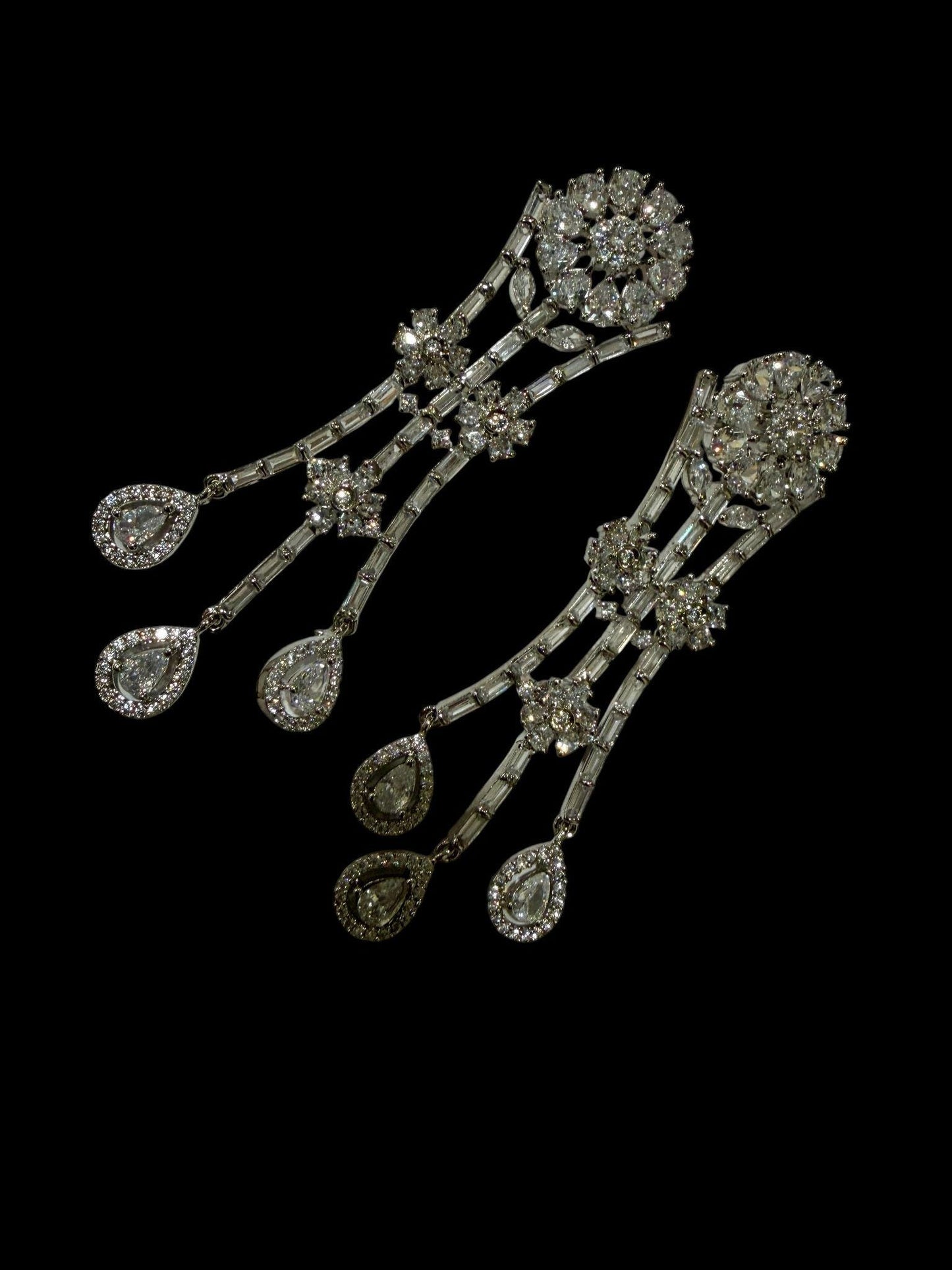 Vintage Inspired Bridal Chandelier Earrings, Pear Cut CZ Dangle Earrings, Glamorous Wedding Jewelry