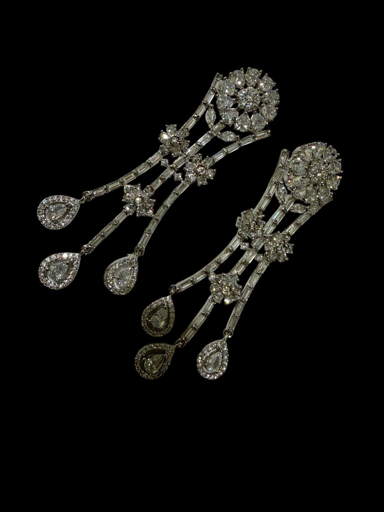 Vintage Inspired Bridal Chandelier Earrings, Pear Cut CZ Dangle Earrings, Glamorous Wedding Jewelry