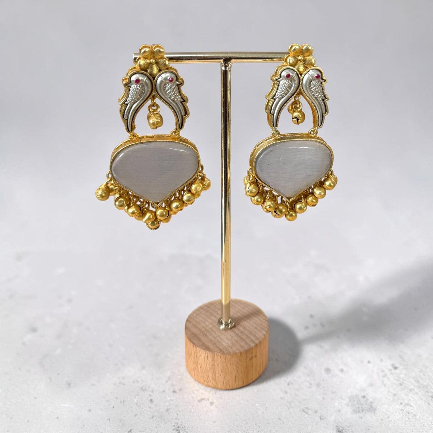 Bird Drop Earrings for Women, Ethnic Statement Earrings, Bell Charm Dangle.